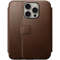 Nomad Modern Leather Folio флип калъф с MagSafe за iPhone 15 Pro Max - кафяв
