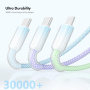 ENKAY оплетен кабел за зареждане - USB-A към 2x USB-C / Lightning - 1,2 m - цветен