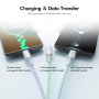 ENKAY оплетен кабел за зареждане - USB-A към 2x USB-C / Lightning - 1,2 m - цветен