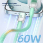 ENKAY Ice Clear оплетен кабел за зареждане и данни - USB-C към USB-C - 1 м - бял