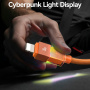 USAMS SJ776 оплетен кабел за зареждане и данни с подсветка - USB-C към Lightning - 1,2 m - оранжев
