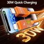 USAMS SJ776 оплетен кабел за зареждане и данни с подсветка - USB-C към Lightning - 1,2 м - черен
