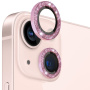 NORTHJO стъкла с блестящи рамки за защита на лещи на задния фотоапарат за iPhone 13 / 13 Mini - розова