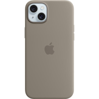 Оригинален Apple силиконов кейс с MagSafe за iPhone 15 Plus - глинено сив
