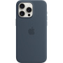 Оригинален Apple силиконов кейс с MagSafe за iPhone 15 Pro Max - син като буря