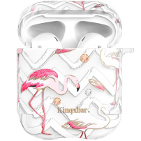Kingxbar прозрачен кейс с камъчета за AirPods 1 / 2 – вълни и фламинга