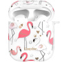 Kingxbar прозрачен кейс с камъчета за AirPods 1 / 2 – пъстри фламинга