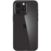 Spigen Crystal Hybrid прозрачен кейс с пъстра рамка за iPhone 15 Pro - черен