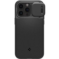 Spigen Optik Armor MagFit устойчив кейс с подвижна защита на камерата и MagSafe за iPhone 15 Pro Max - черен