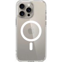 Spigen Ultra Hybrid MagFit прозрачен кейс с бял MagSafe за iPhone 15 Pro - прозрачен