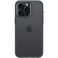 Spigen Ultra Hybrid Matte прозрачен матиран кейс за iPhone 15 Pro Max - тъмно зелен