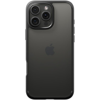 Spigen Ultra Hybrid матов прозрачен кейс с цветна рамка за iPhone 16 Pro - черен