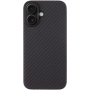 Tactical Aramid калъф с десен от карбонови влакна и MagSafe за iPhone 16 - тъмносив