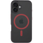 Tactical Hyperstealth 2.0 прозрачен калъф с червен MagSafe за iPhone 16 - черен