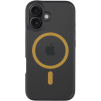 Tactical Hyperstealth 2.0 прозрачен калъф с жълт MagSafe за iPhone 16 - черен