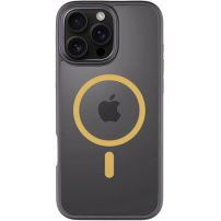 Tactical Hyperstealth 2.0 прозрачен калъф с жълт MagSafe за iPhone 16 Pro Max - черен