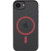 Tactical Hyperstealth 2.0 прозрачен калъф с червен MagSafe за iPhone 16e / 17e - черен