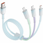ENKAY оплетен кабел за зареждане - USB-A към 2x USB-C / Lightning - 1,2 m - цветен