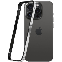 Защитна рамка за iPhone 15 Pro Max - черно-сребрист