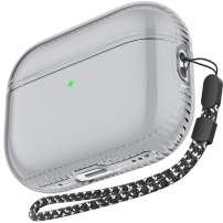 AhaStyle прозрачен калъф с каишка за AirPods Pro 2 - сив