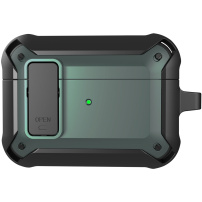 Супер издръжлив калъф с карабинер за AirPods Pro - черно-зелен