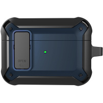 Супер издръжлив калъф с карабинер за AirPods Pro - черно-син