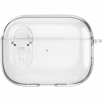 Прозрачен калъф със закопчалка и карабинер за AirPods Pro 2 - прозрачен