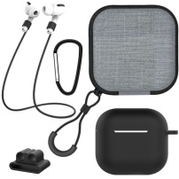 Практичен комплект 5в1 за AirPods 4 / 5 - черен