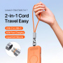 DUX DUCIS 2в1 силиконов кабел за зареждане и пренос на данни и каишка - USB-C към USB-C - 30 cm - оранжев
