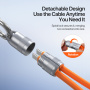 DUX DUCIS 2в1 силиконов кабел за зареждане и пренос на данни и каишка - USB-C към USB-C - 30 cm - оранжев