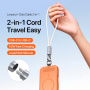 DUX DUCIS 2в1 силиконов кабел за зареждане и данни и каишка - USB-C към USB-C - 30 см - бял
