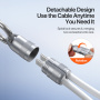 DUX DUCIS 2в1 силиконов кабел за зареждане и данни и каишка - USB-C към USB-C - 30 см - бял