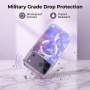 Прозрачен калъф с брокат, мотив на сърца и MagSafe за iPhone 17 Pro Max - розов