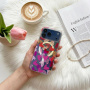 Прозрачен калъф с брокат, мотив на сърца и MagSafe за iPhone 16 Pro Max - розов