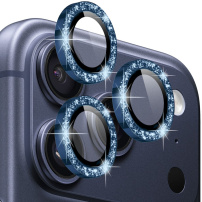 NORTHJO стъкла с блестящи рамки за защита на лещите на задната камера за iPhone 17 Pro / 17 Pro Max - тъмносин