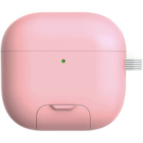 Калъф със сгъваема стойка и карабинер за AirPods 4 / 5 - розов