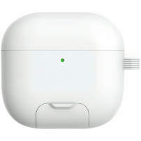 Калъф със сгъваема стойка и карабинер за AirPods 4 / 5 - бял