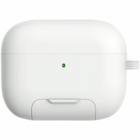 Калъф със сгъваема стойка и карабинер за AirPods Pro 3 - бял