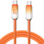ENKAY Ice Clear оплетен кабел за зареждане и данни - USB-C към USB-C - 1 m - оранжев