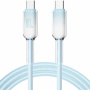 ENKAY Ice Clear оплетен кабел за зареждане и данни - USB-C към USB-C - 1 m - син
