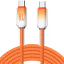 ENKAY Ice Clear оплетен кабел за зареждане и данни - USB-C към USB-C - 2 м - оранжев