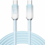 ENKAY Ice Clear оплетен кабел за зареждане и данни - USB-C към USB-C - 2 m - син