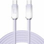 ENKAY Ice Clear оплетен кабел за зареждане и пренос на данни - USB-C към USB-C - 2 м - лилав