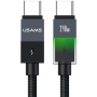 USAMS SJ775 оплетен кабел за зареждане и данни с подсветка - USB-C към USB-C - 1,2 m - черен