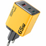 WEKOME WP-U45 GaN адаптер за бързо зареждане с портове 2x USB-C / USB-A - 65W - жълт