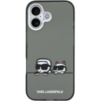 Karl Lagerfeld IML K&CH Heads Logo прозрачен калъф с MagSafe за iPhone 17 - сив