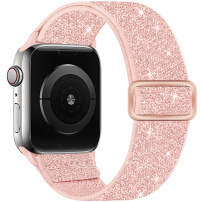 Блестяща найлонова каишка с плъзгаща се катарама за Apple Watch 42mm / 41mm / 40mm / 38mm - розова