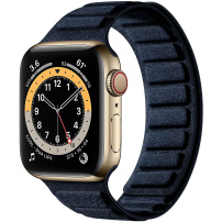 Велурена магнитна каишка за Apple Watch 42mm / 41mm / 40mm / 38mm - тъмносиня
