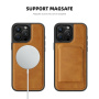 Защитен калъф от PU кожа с MagSafe за iPhone 16 Pro Max - златист