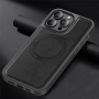 Защитен калъф от PU кожа с MagSafe за iPhone 14 Pro Max - черен